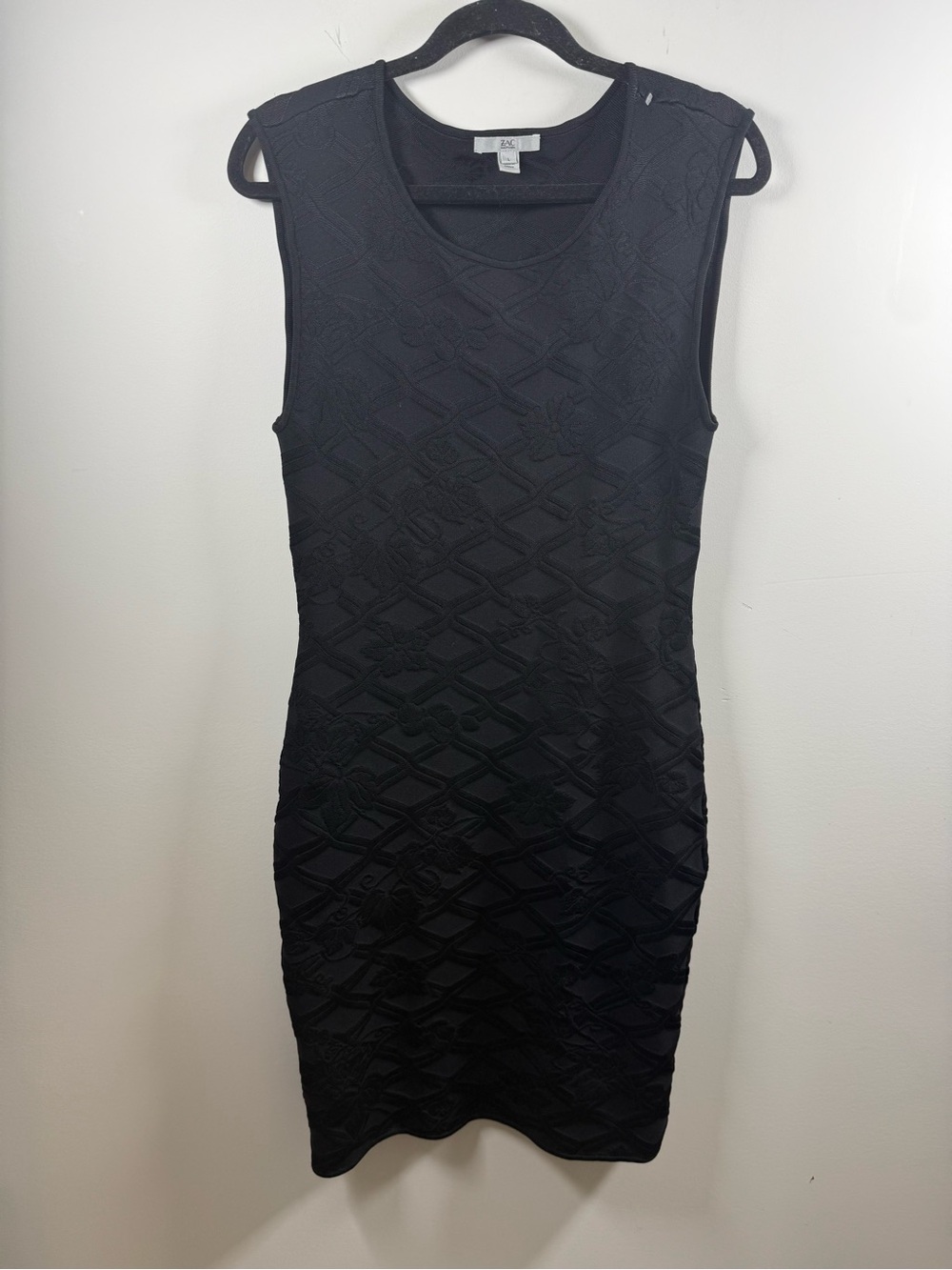 ZAC POSEN | Black Embossed Sheath Dress Size L